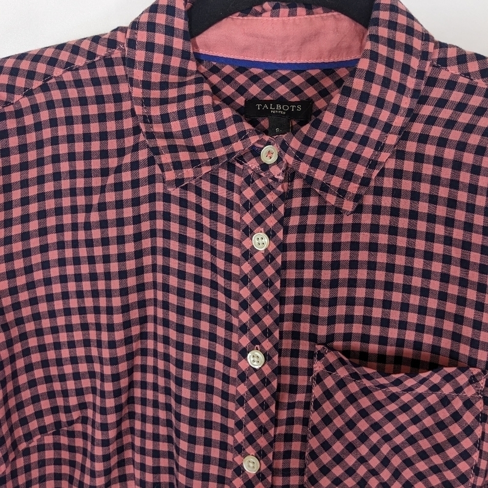 Talbots Checked Roll Tab Long Sleeve Button Down … - image 2